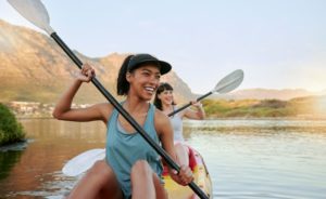 two people enjoying an outside summer activity