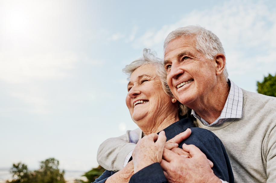 Elderly couple smiling