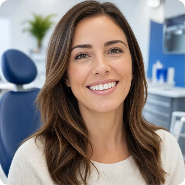 Woman smiling after six month dental hygiene visit
