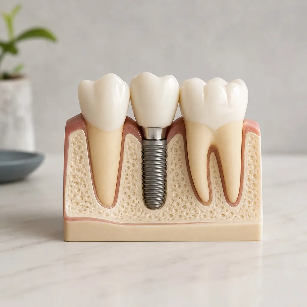 Dental implant demonstration model used to explain tooth replacement